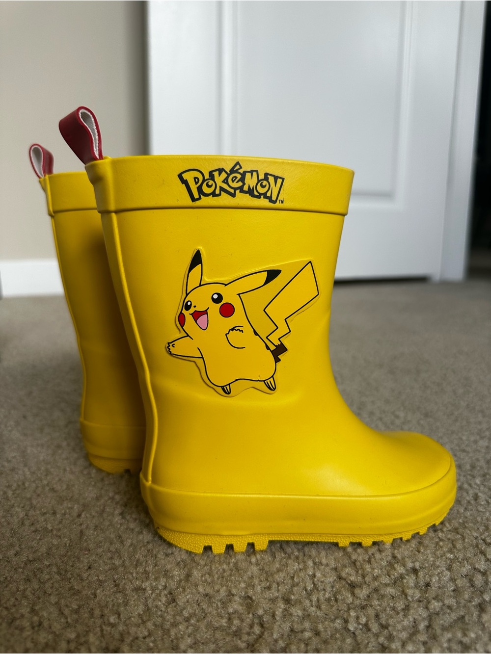 Pokémon Pikachu Yellow Rain Boots Kids Size 7.5 / EU 24 Waterproof Rubber Boots